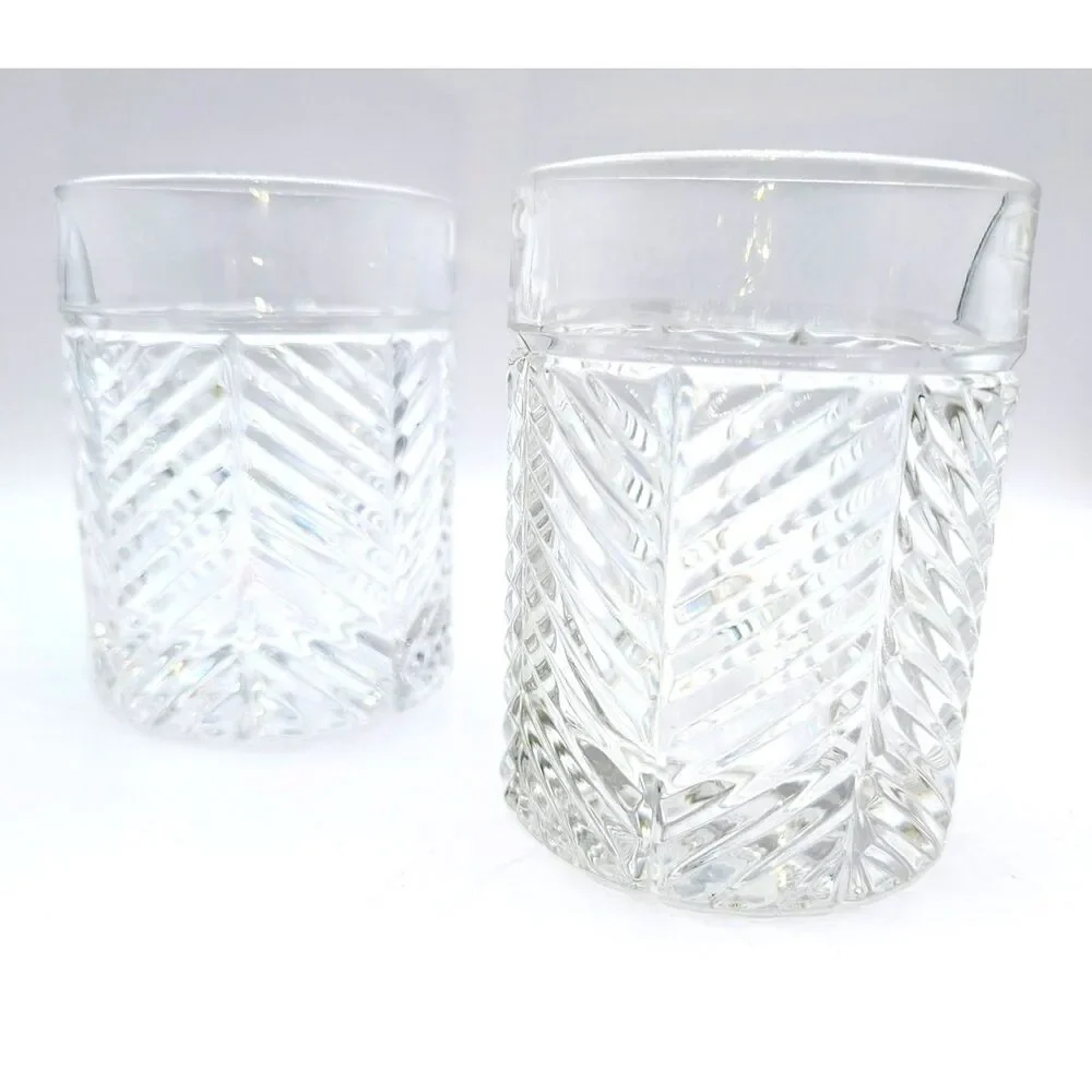 (2) Ralph Lauren Old Fashioned Whiskey Herringbone Crystal Glasses